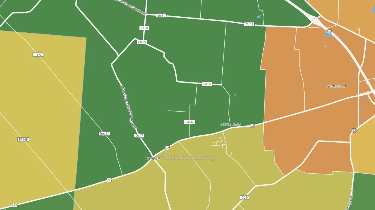 Jasper Mills, OH Map of Burglary Rates