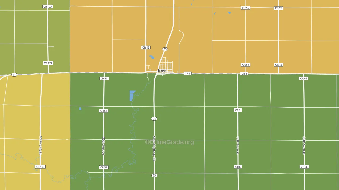 Jasper, MN Map of Burglary Rates