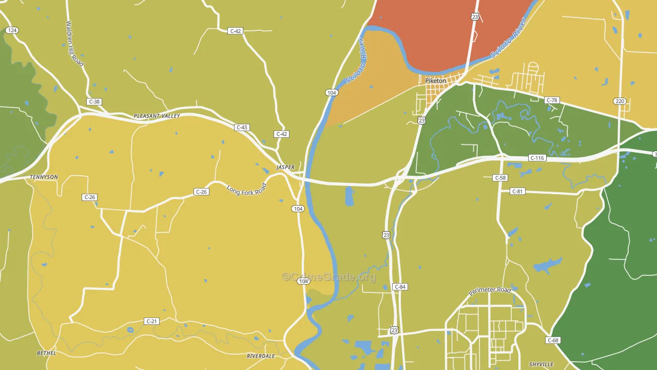 Jasper, OH Map of Burglary Rates