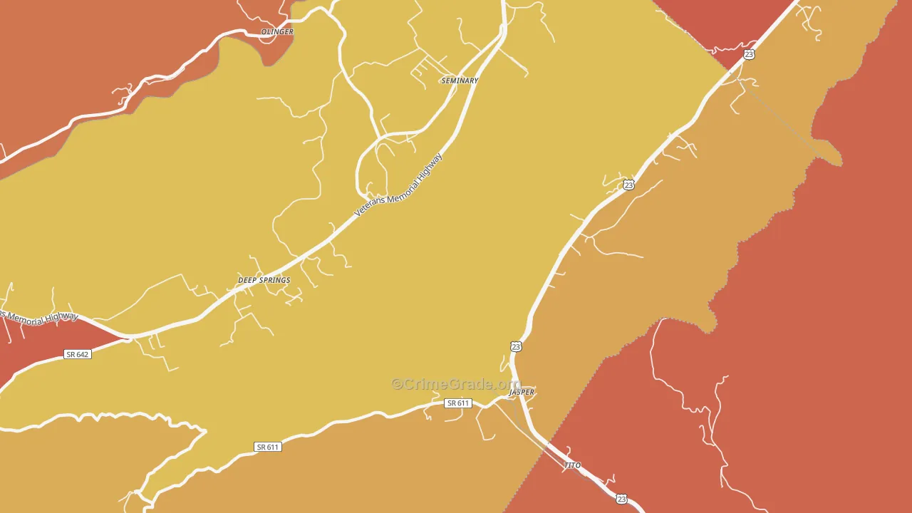 Jasper, VA Map of Burglary Rates