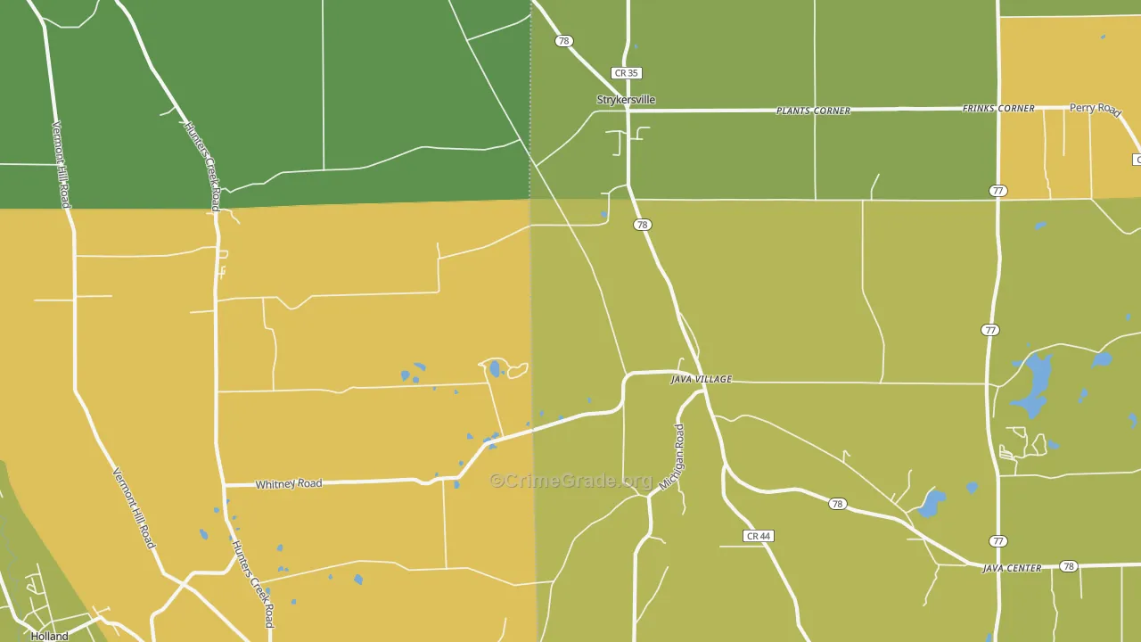 Java Village, NY Map of Burglary Rates