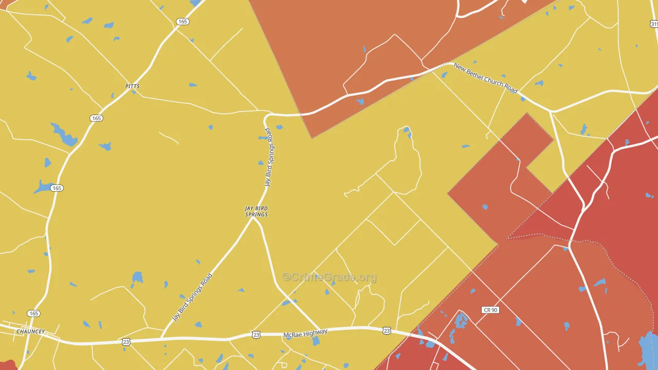 Jay Bird Springs, GA Map of Burglary Rates