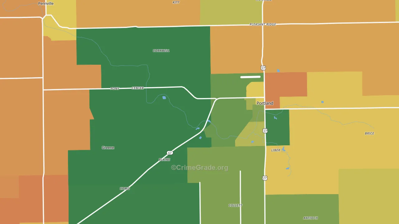 Jay County, IN Map of Burglary Rates