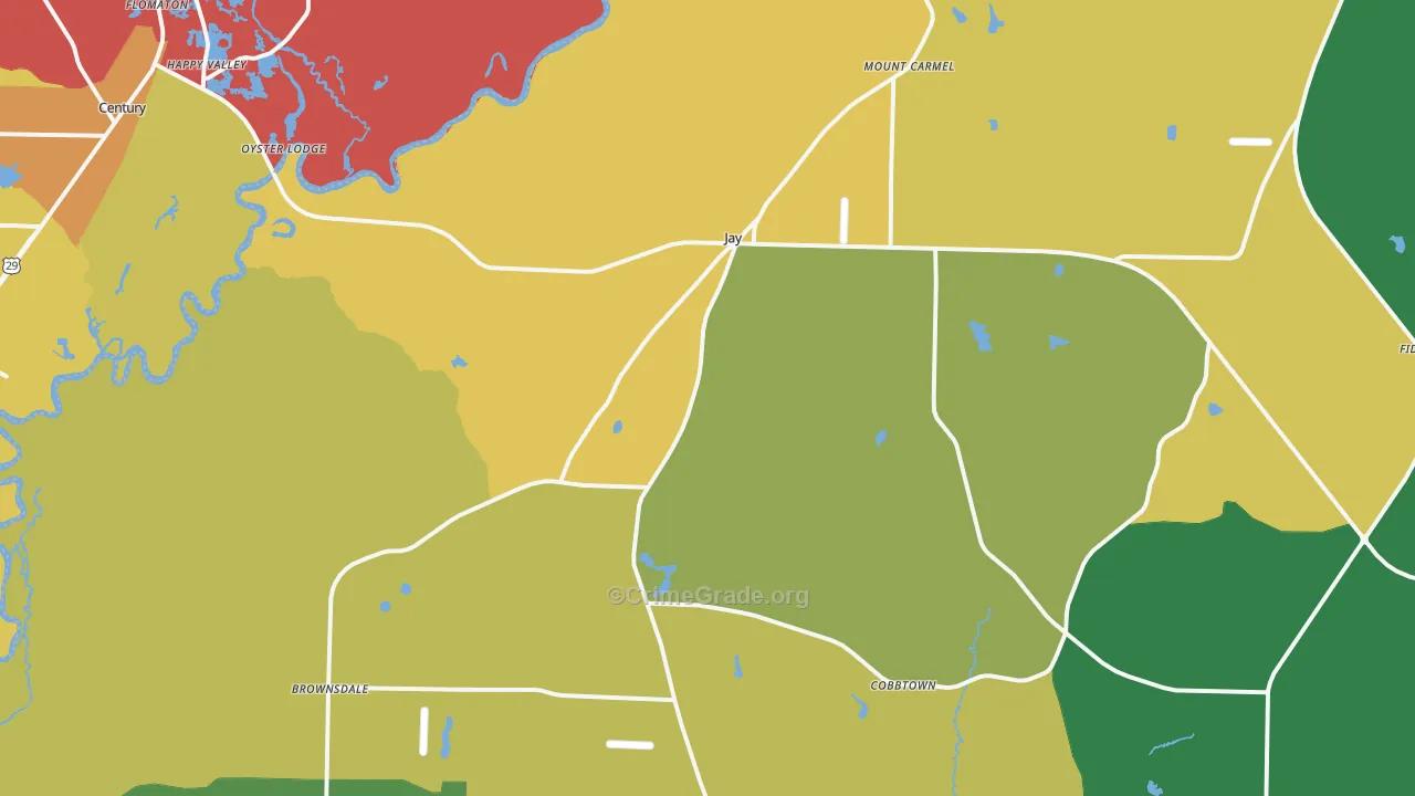 Jay, FL Map of Burglary Rates