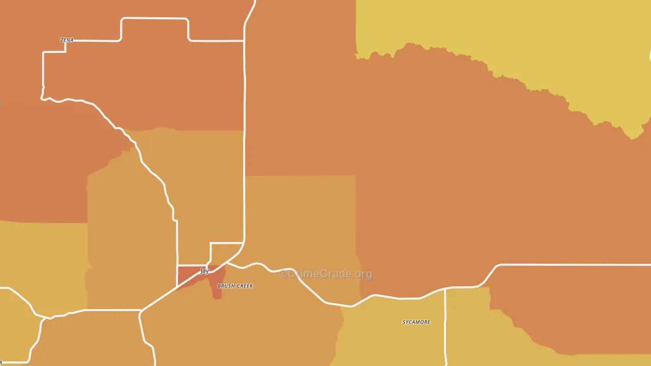 Jay, OK Map of Burglary Rates