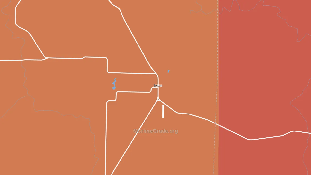 Jayton, TX Map of Burglary Rates