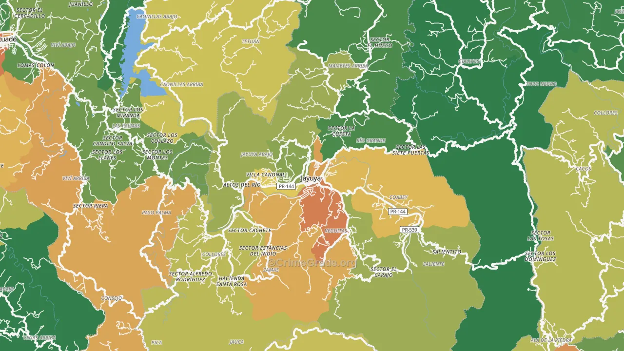 Jayuya, PR Map of Burglary Rates