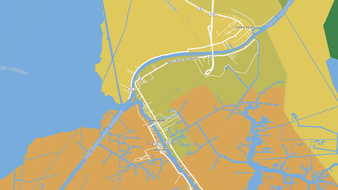 Jean Lafitte, LA Map of Burglary Rates