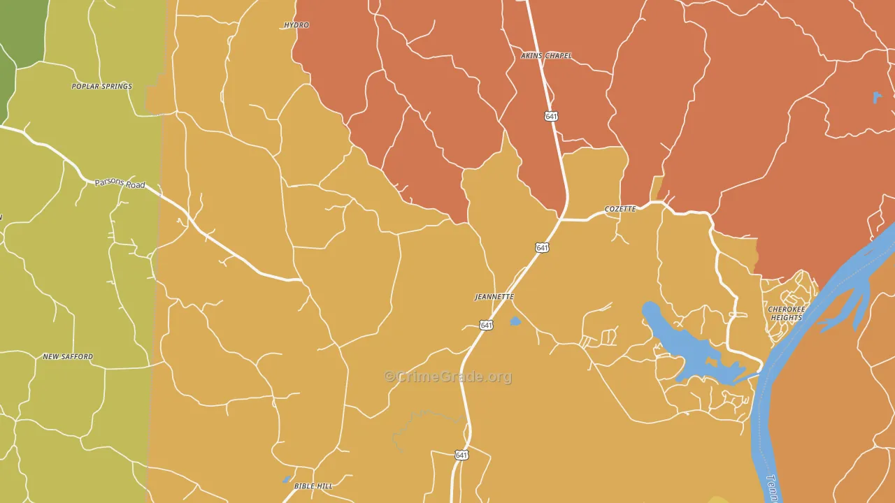 Jeannette, TN Map of Burglary Rates