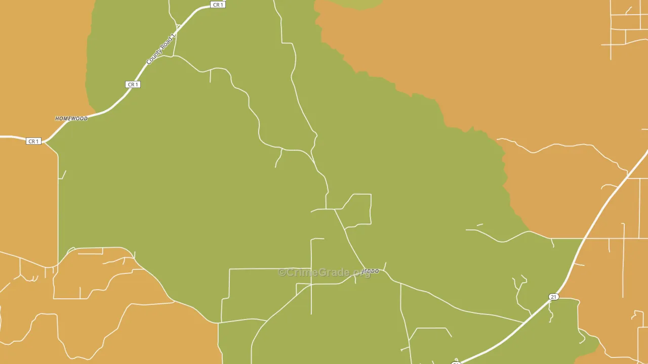 Jeddo, AL Map of Burglary Rates