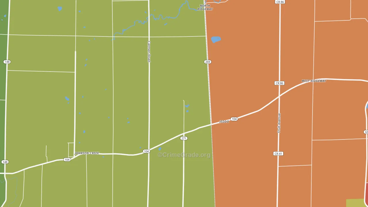 Jeddo, NY Map of Burglary Rates
