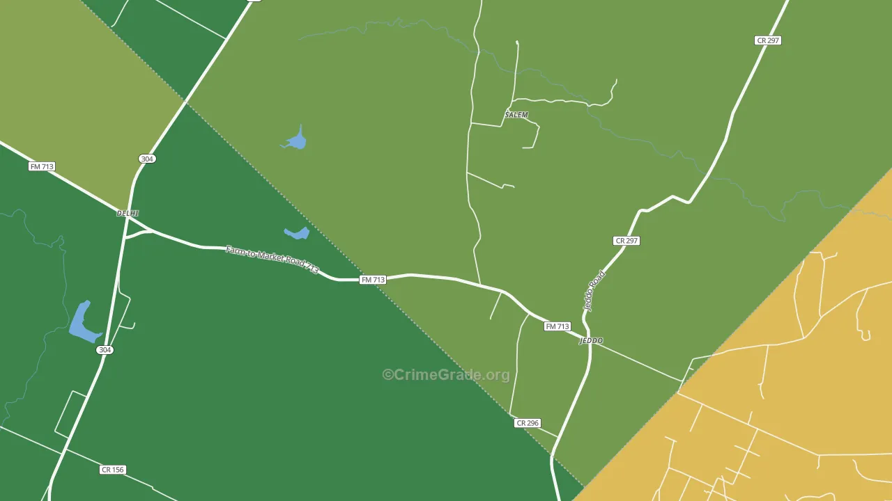 Jeddo, TX Map of Burglary Rates