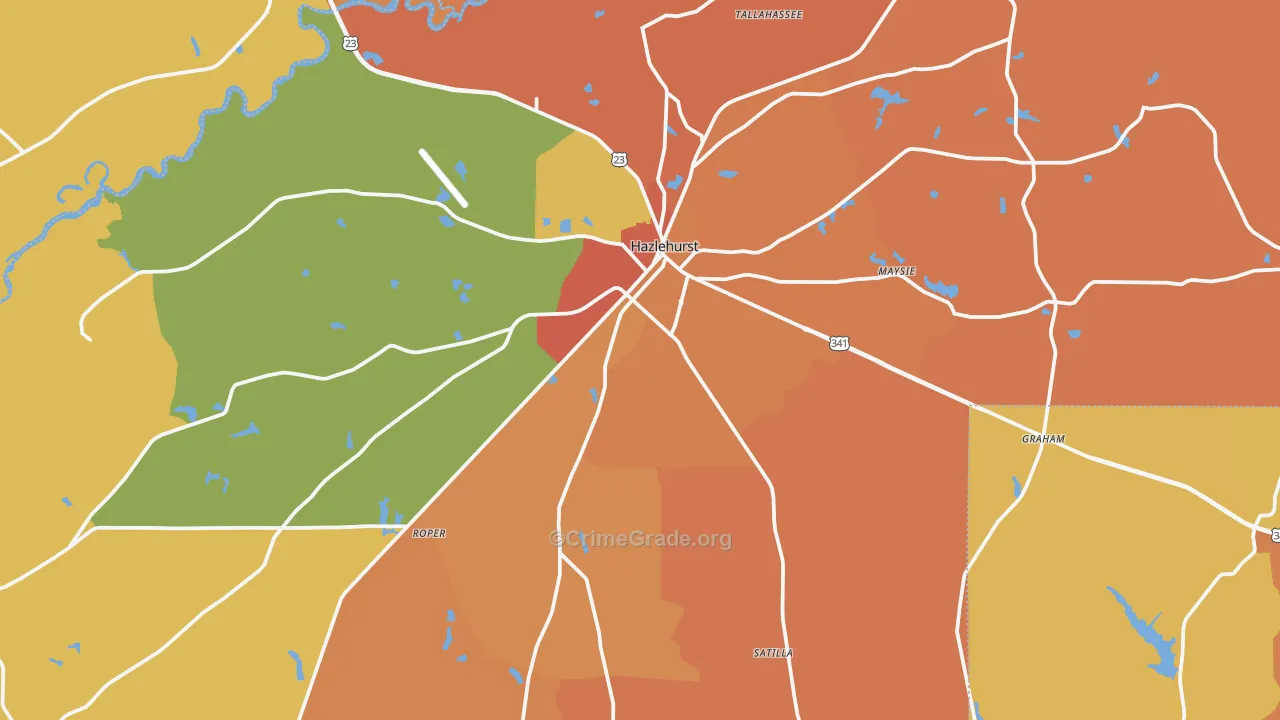 Jeff Davis County, GA Map of Burglary Rates