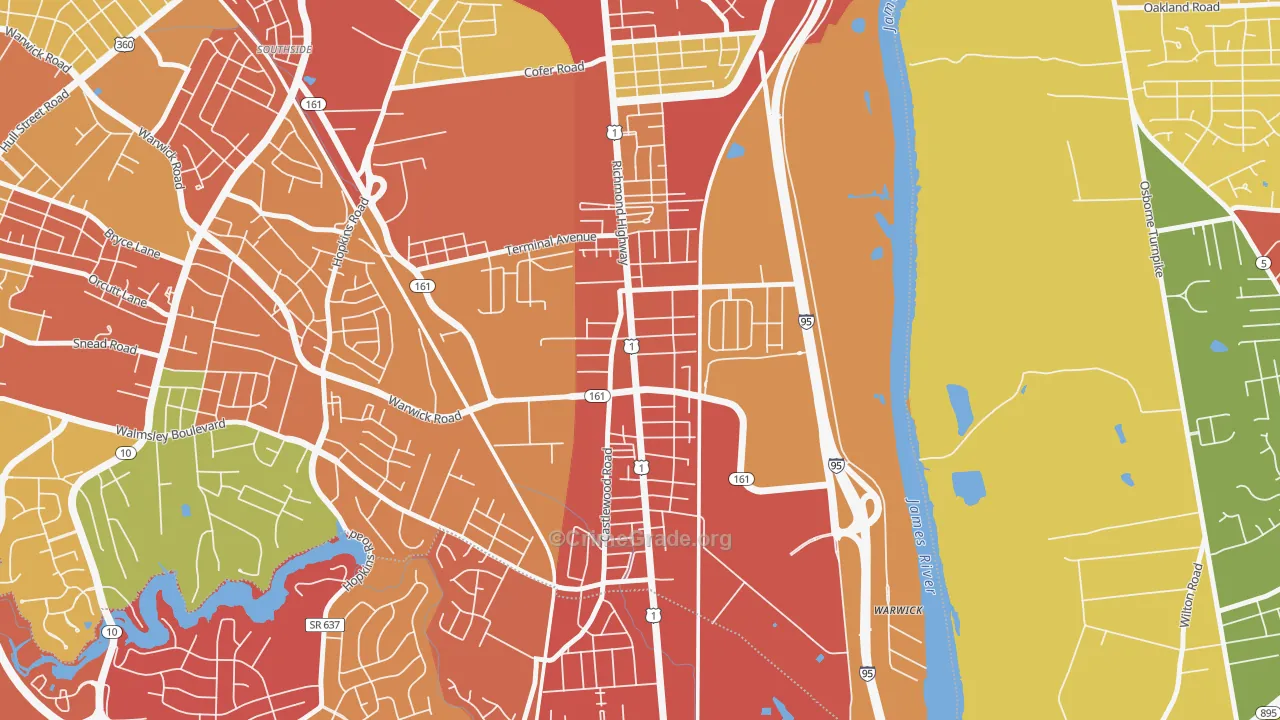 Jeff Davis, Richmond, VA Map of Burglary Rates