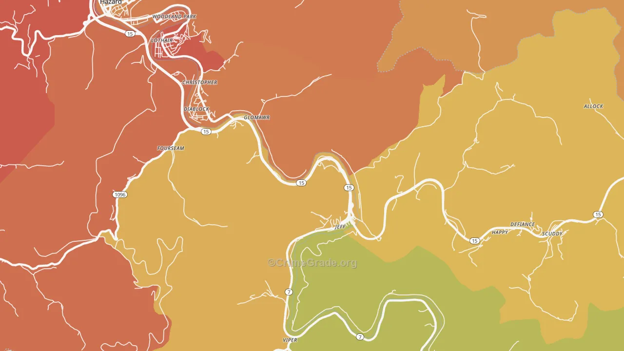 Jeff, KY Map of Burglary Rates