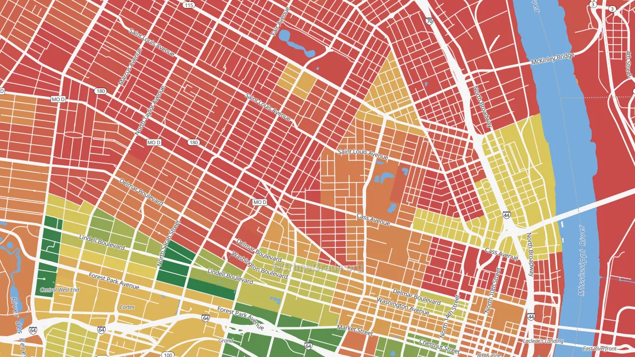 Jeff-Vander-Lou, St. Louis, MO Map of Burglary Rates