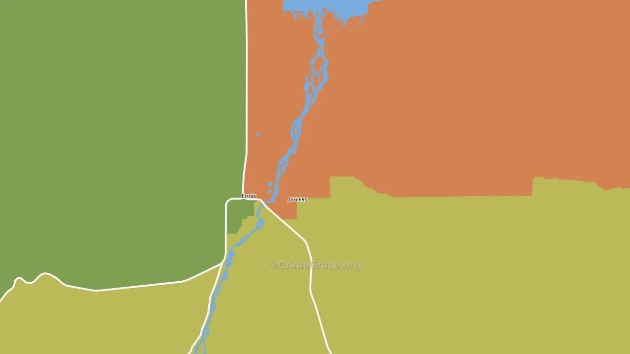 Jeffers, MT Map of Burglary Rates