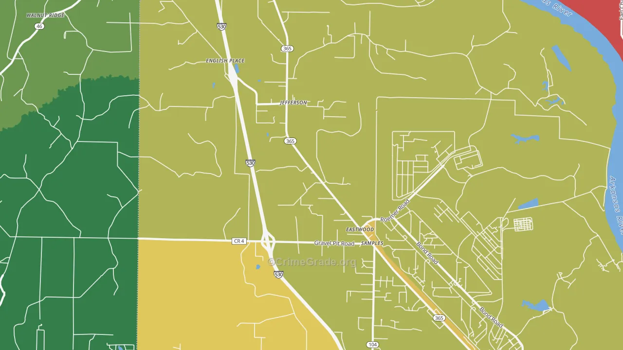 Jefferson, AR Map of Burglary Rates