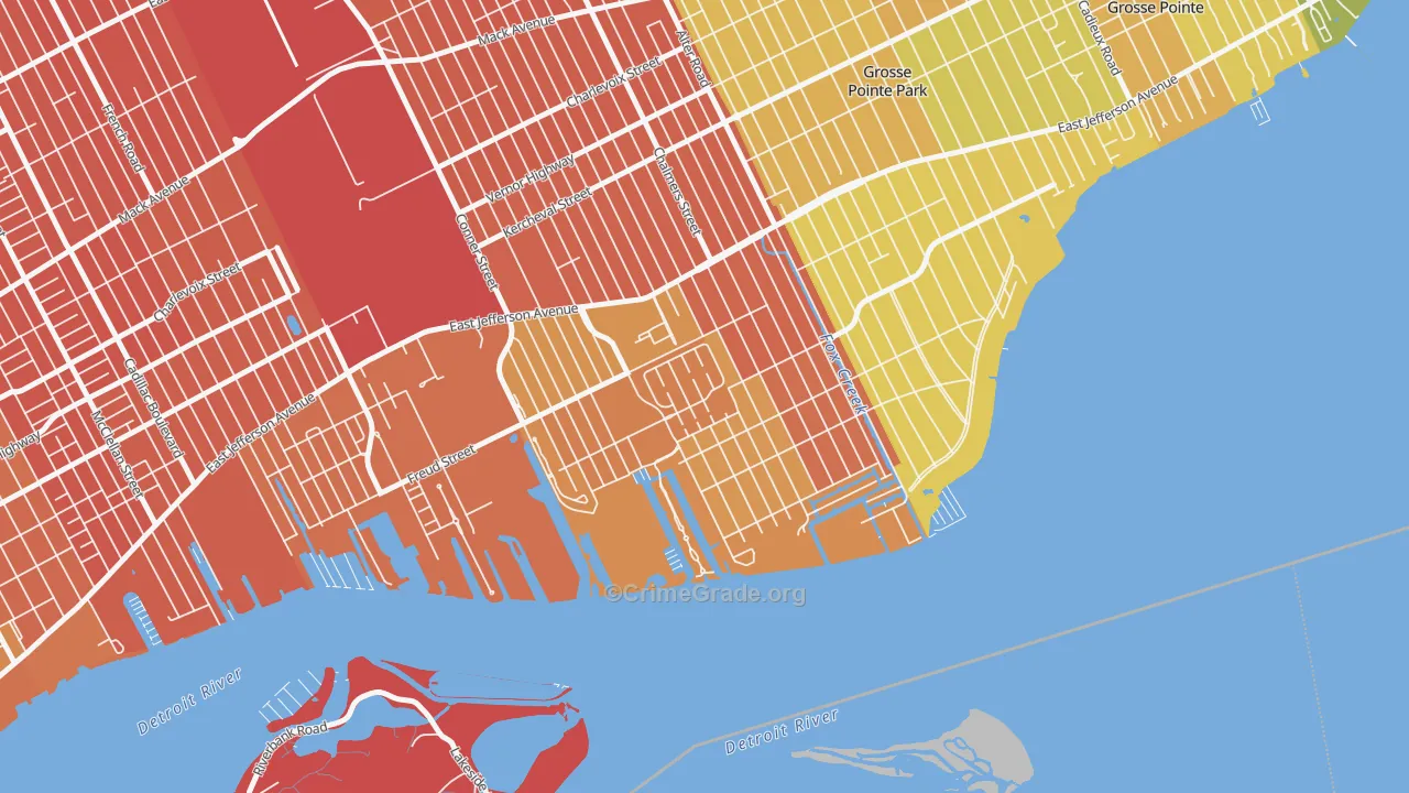 Jefferson Chalmers, Detroit, MI Map of Burglary Rates