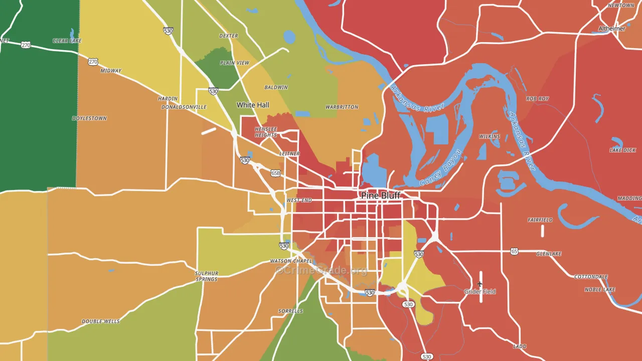 Jefferson County, AR Map of Burglary Rates
