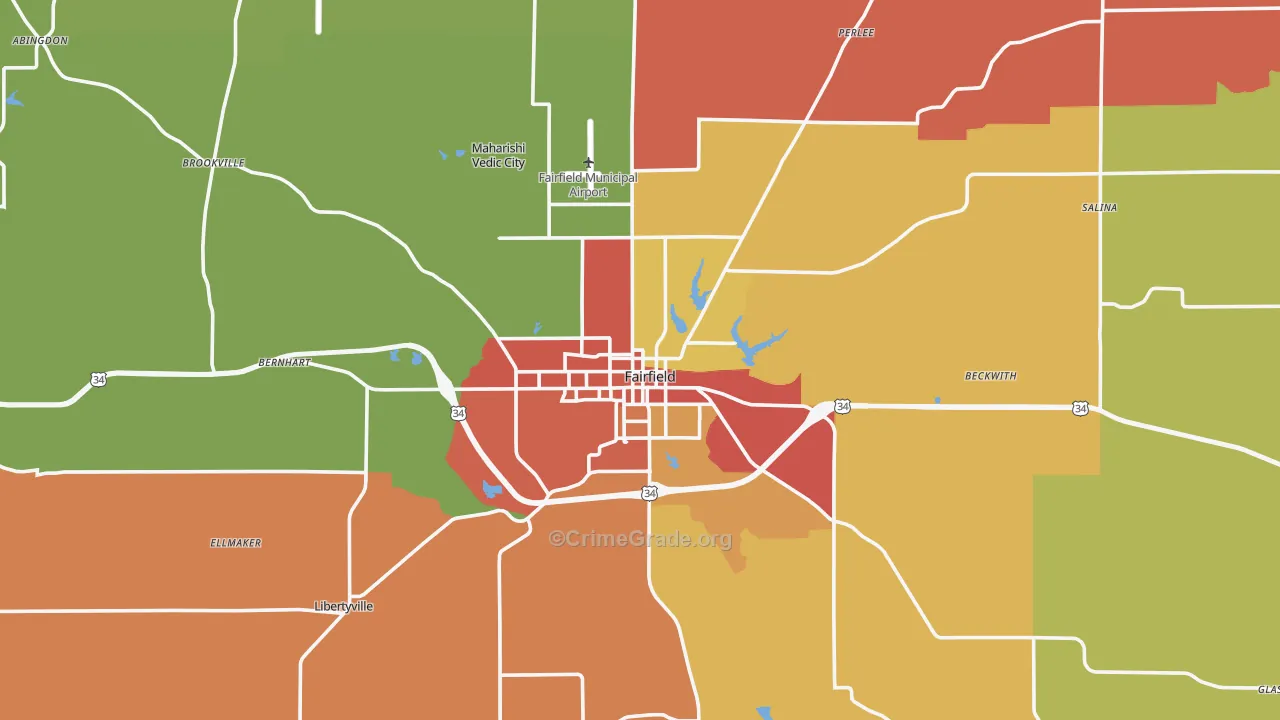 Jefferson County, IA Map of Burglary Rates