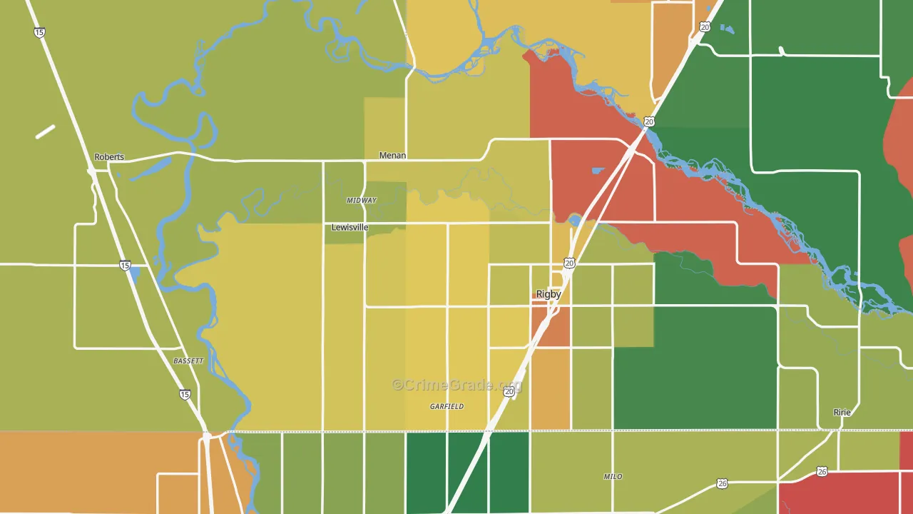 Jefferson County, ID Map of Burglary Rates