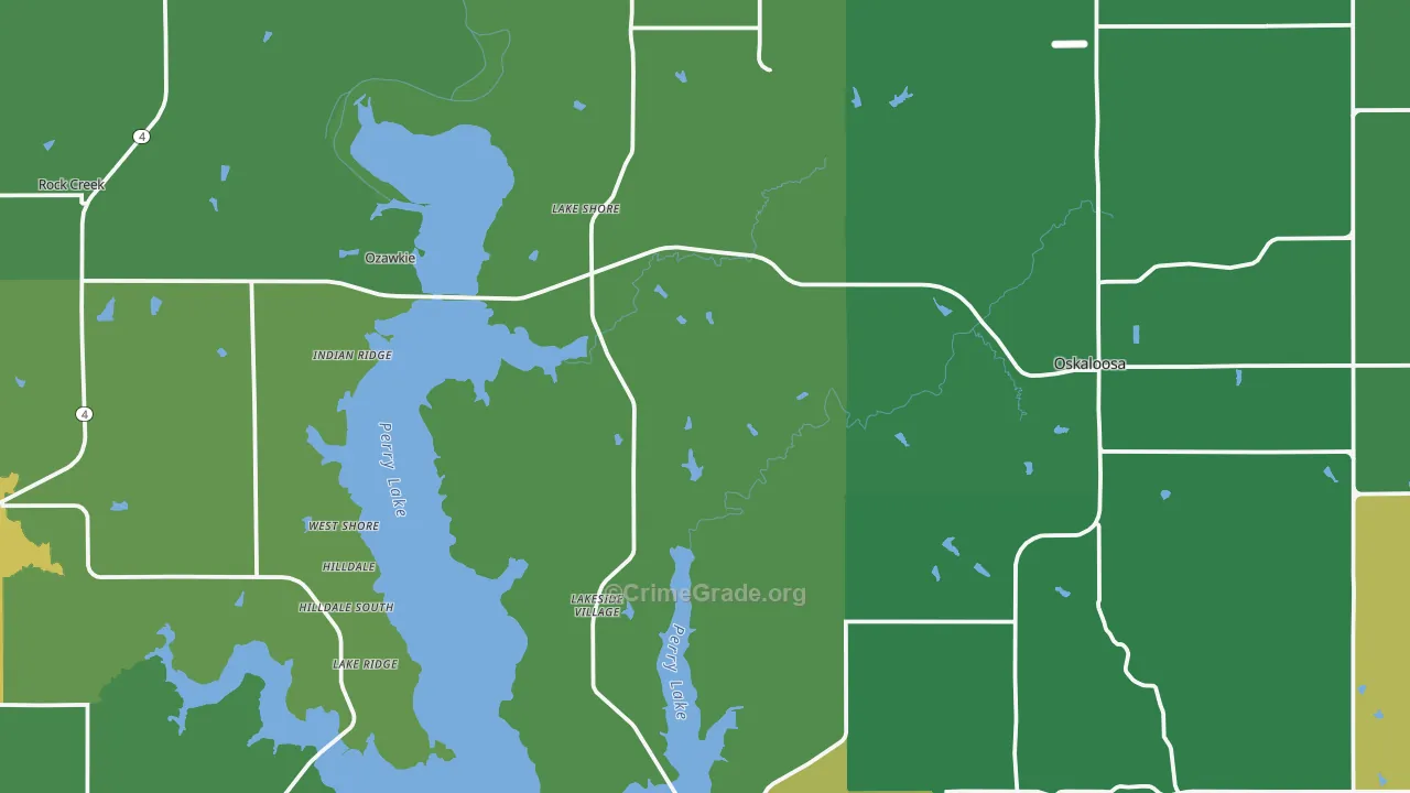 Jefferson County, KS Map of Burglary Rates