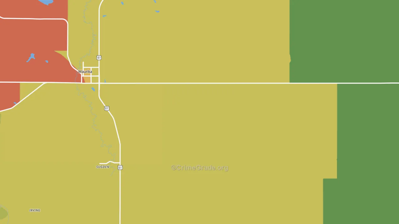 Jefferson County, OK Map of Burglary Rates