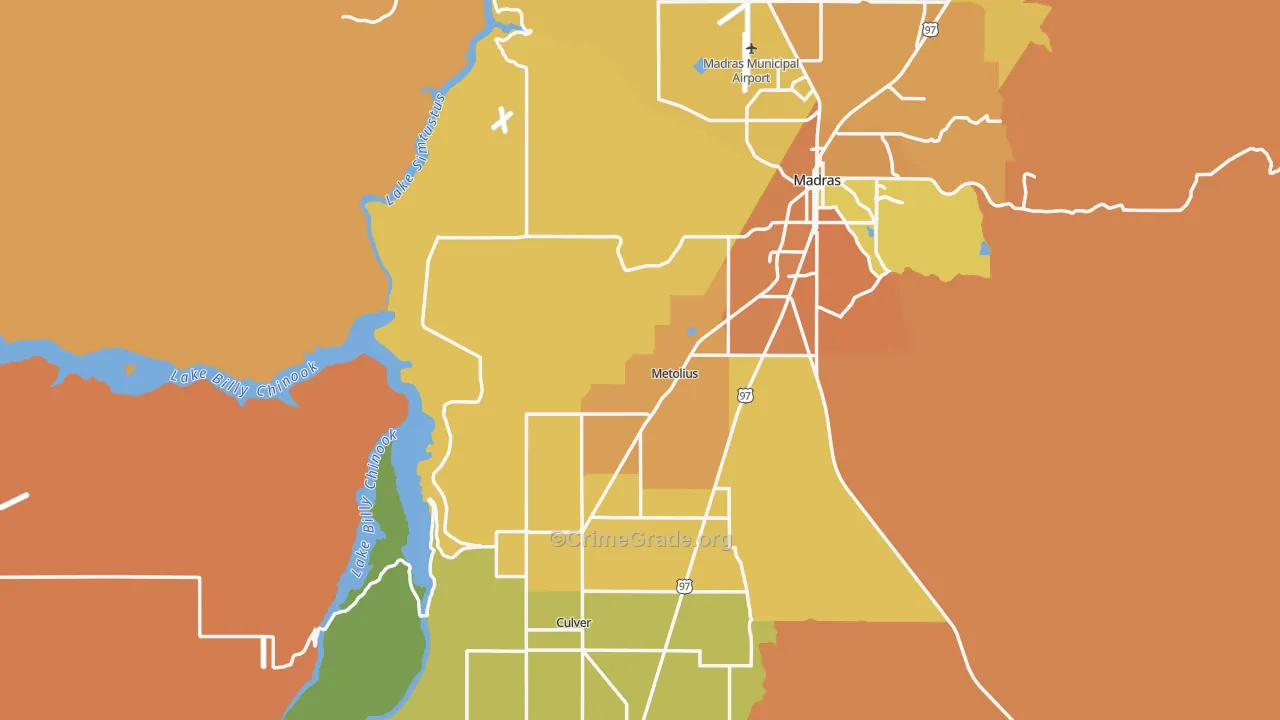 Jefferson County, OR Map of Burglary Rates