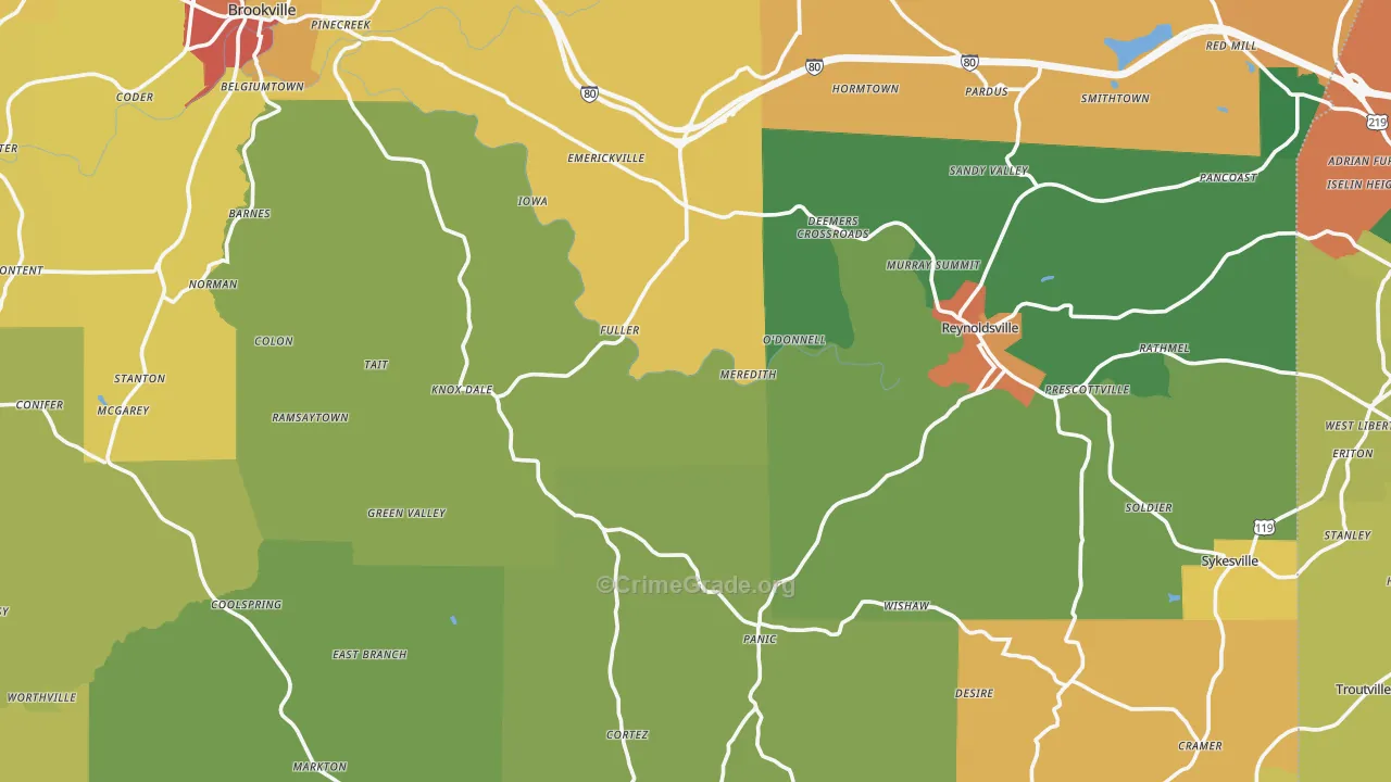 Jefferson County, PA Map of Burglary Rates