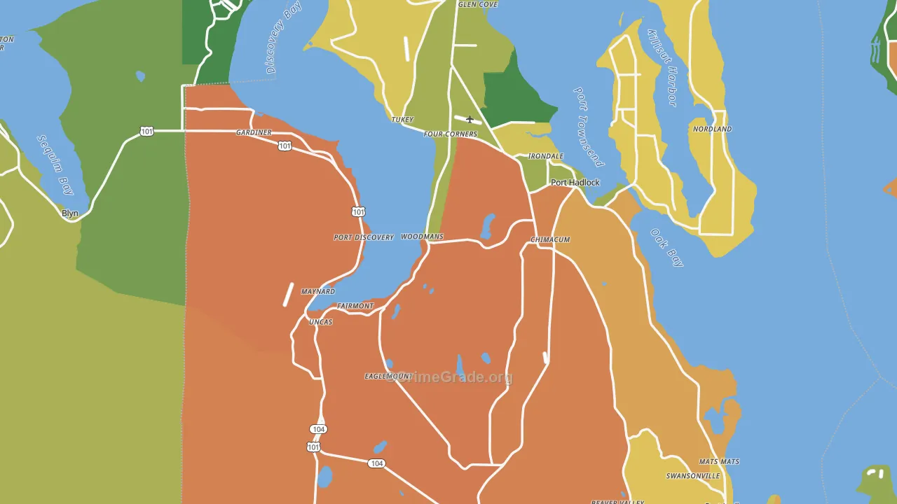 Jefferson County, WA Map of Burglary Rates