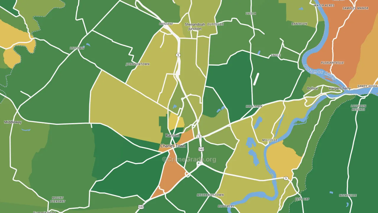 Jefferson County, WV Map of Burglary Rates