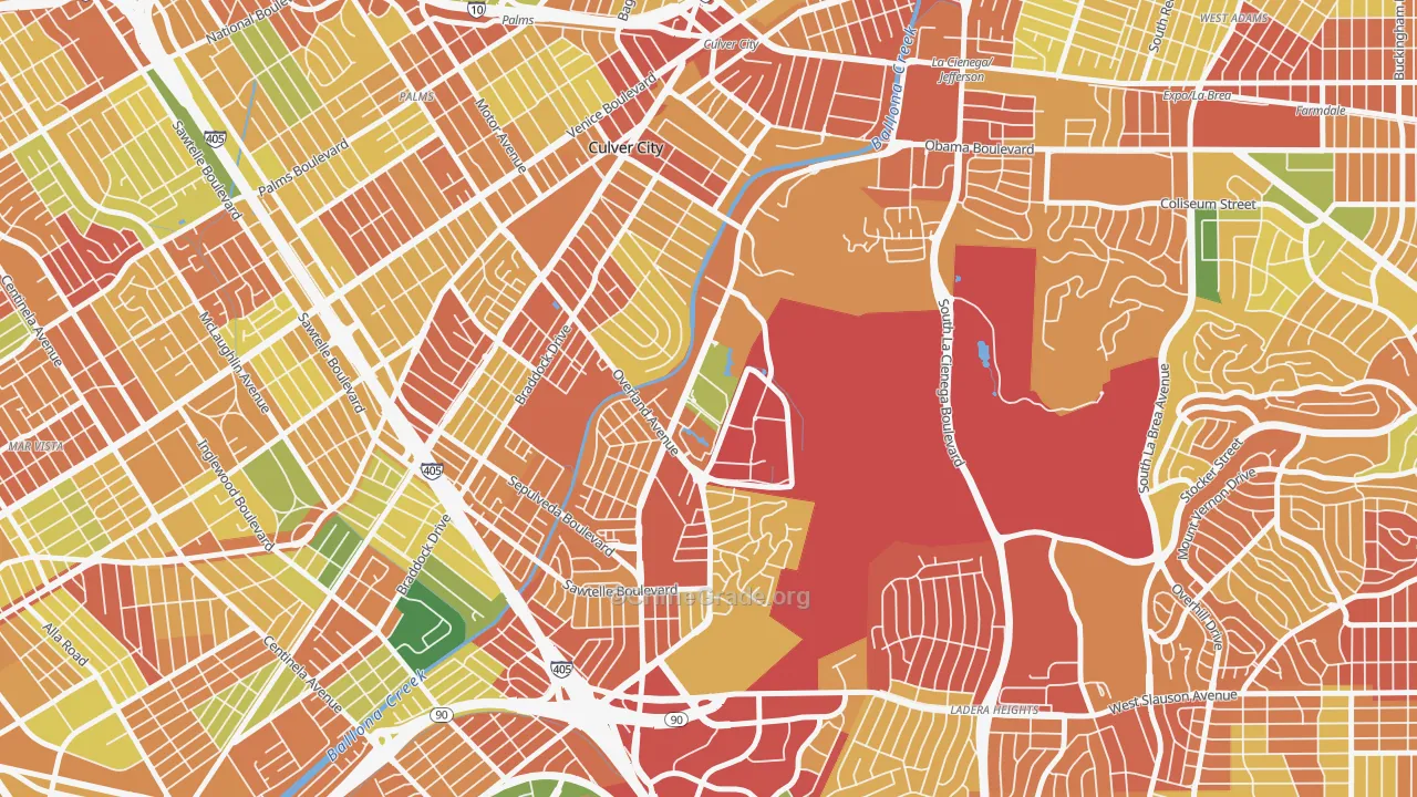 Jefferson, Culver City, CA Map of Burglary Rates