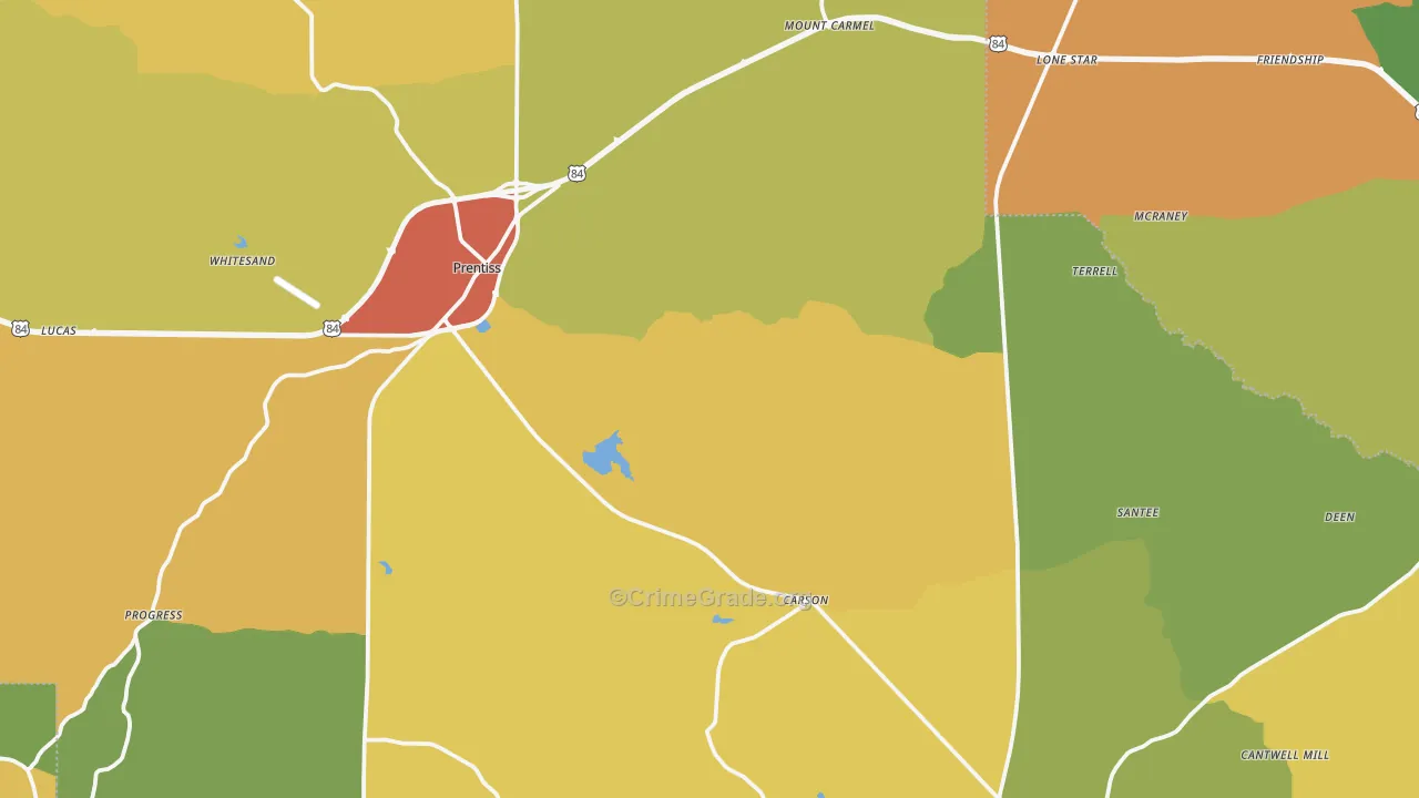 Jefferson Davis County, MS Map of Burglary Rates