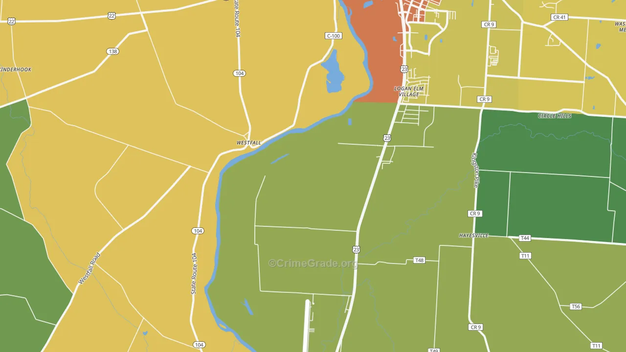 Jefferson Estates, OH Map of Burglary Rates