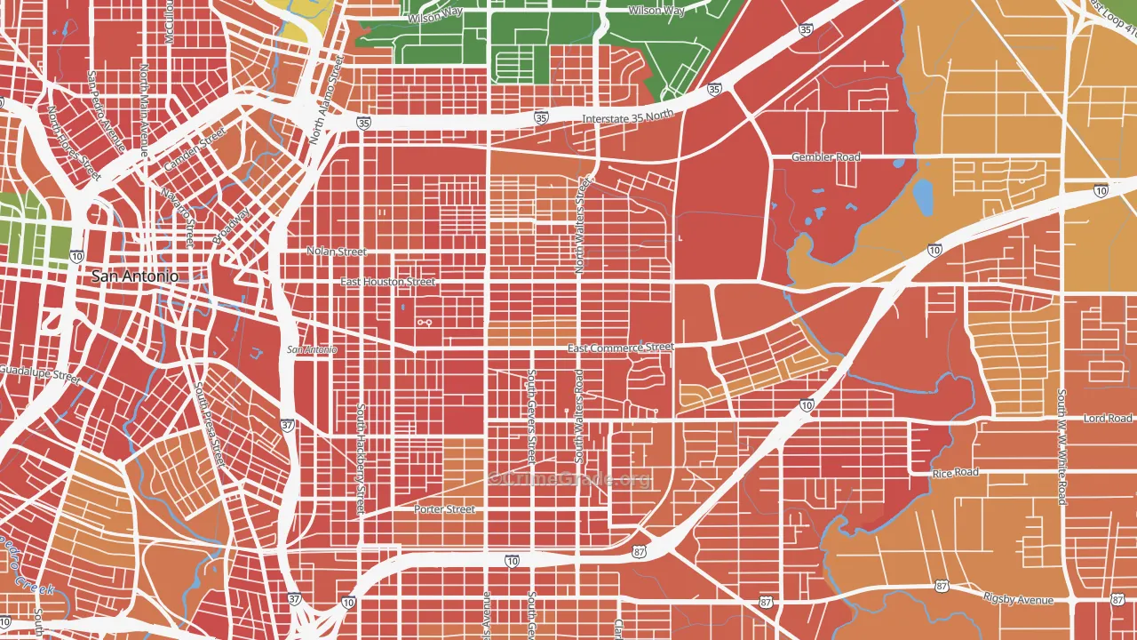 Jefferson Heights, San Antonio, TX Map of Burglary Rates