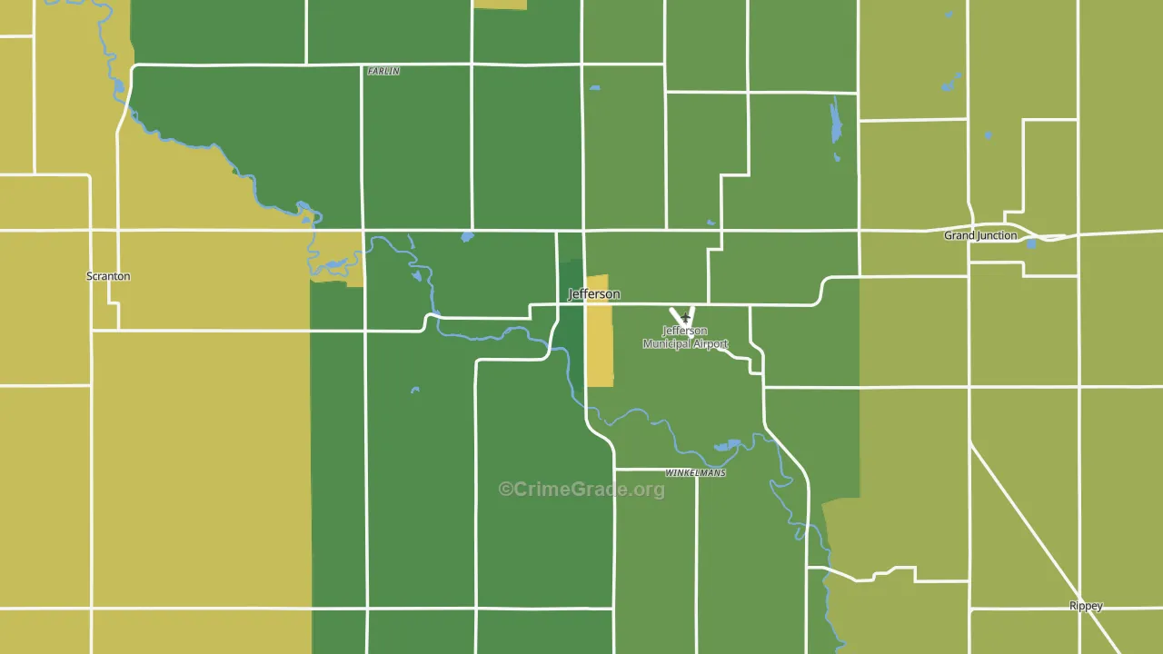 Jefferson, IA Map of Burglary Rates