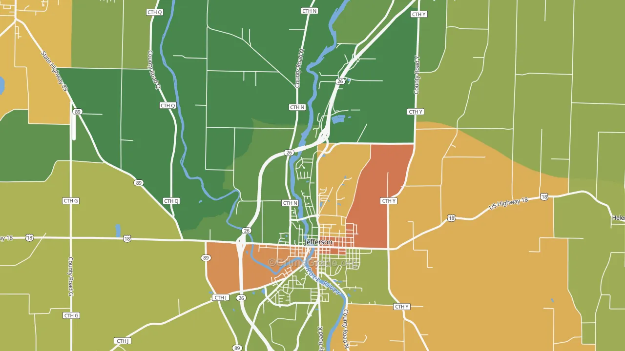 Jefferson Junction, WI Map of Burglary Rates