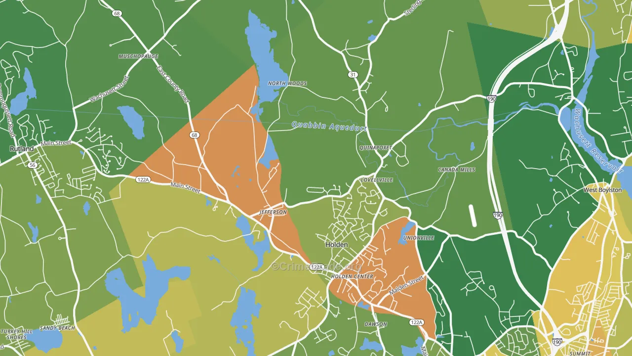 Jefferson, MA Map of Burglary Rates