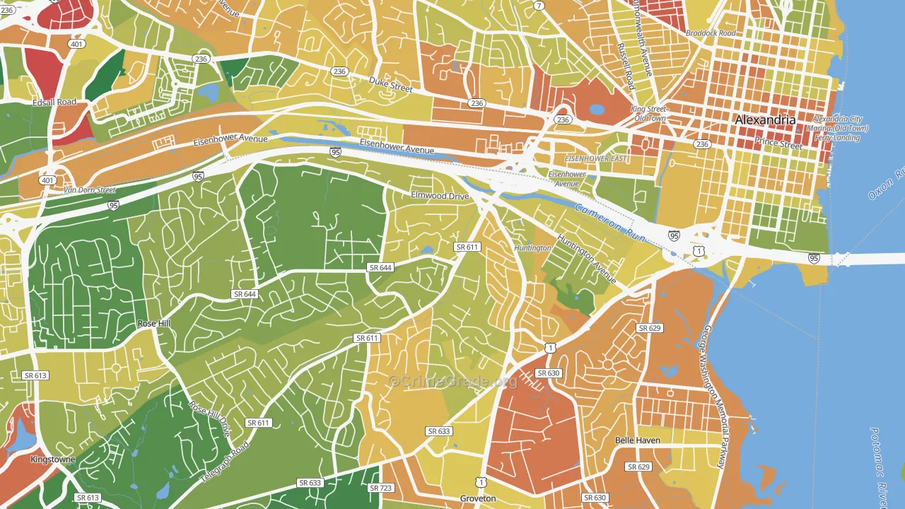 Jefferson Manor, VA Map of Burglary Rates