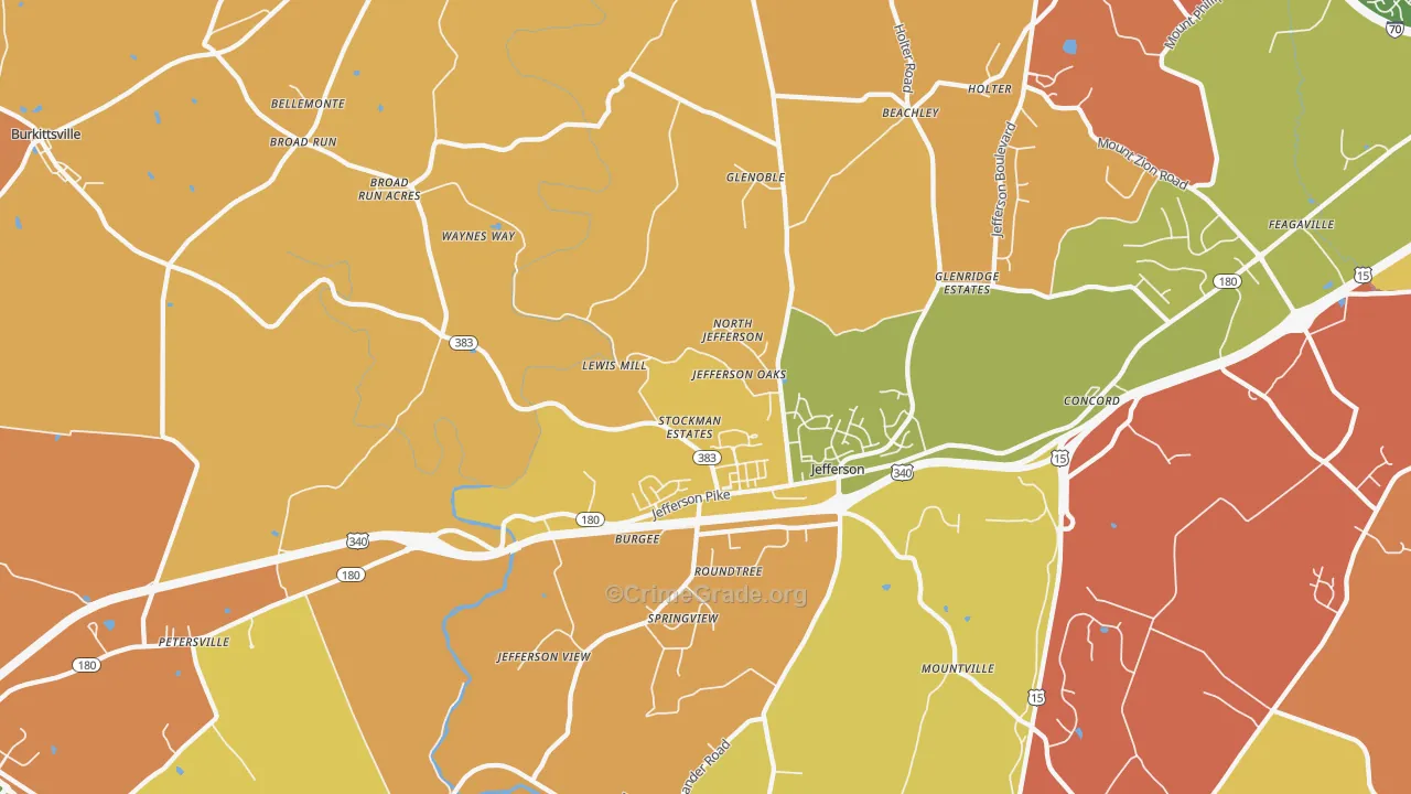 Jefferson, MD Map of Burglary Rates