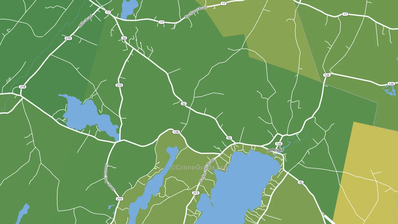 Jefferson, ME Map of Burglary Rates