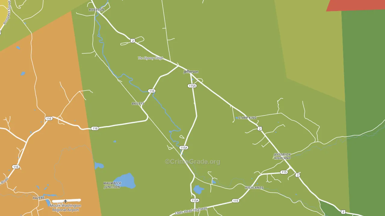 Jefferson, NH Map of Burglary Rates