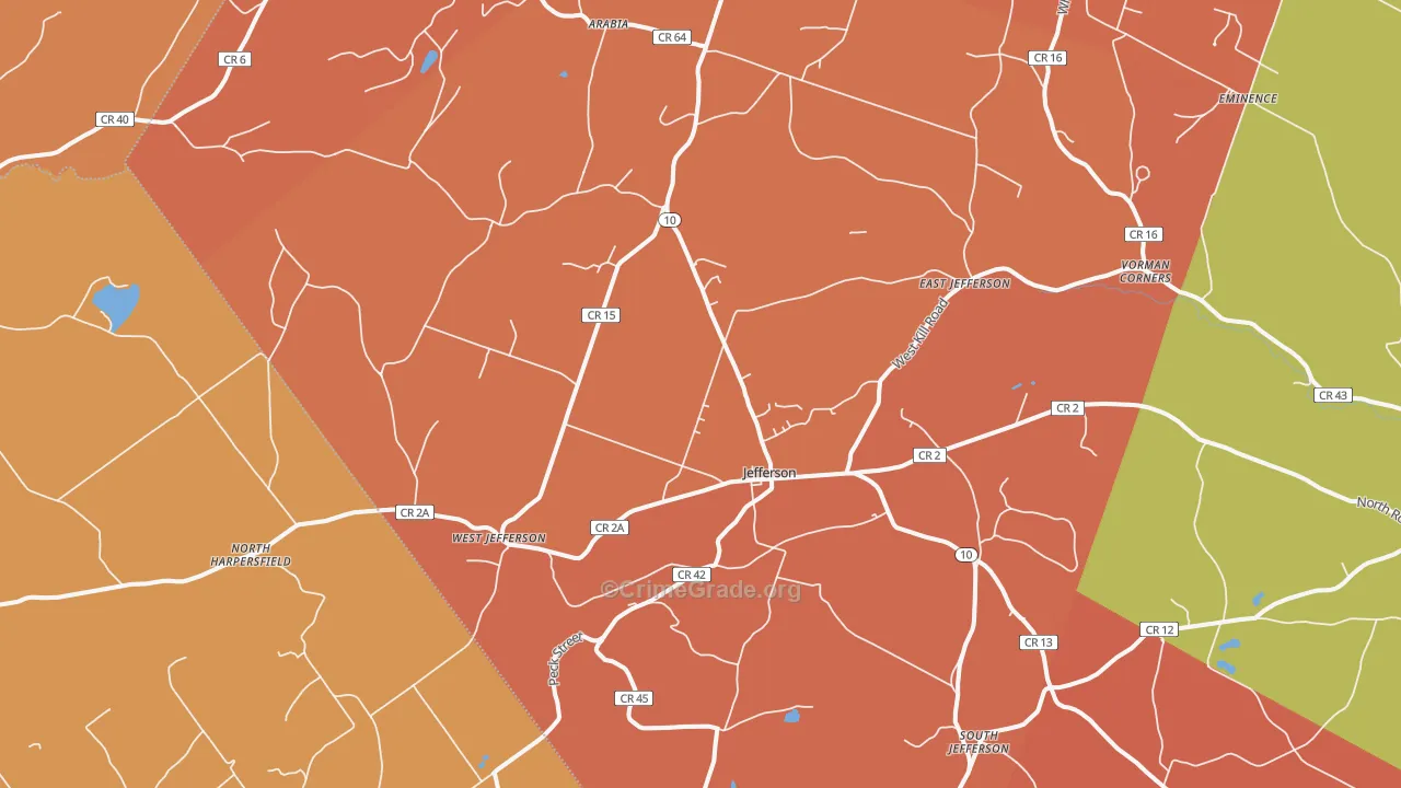 Jefferson, NY Map of Burglary Rates
