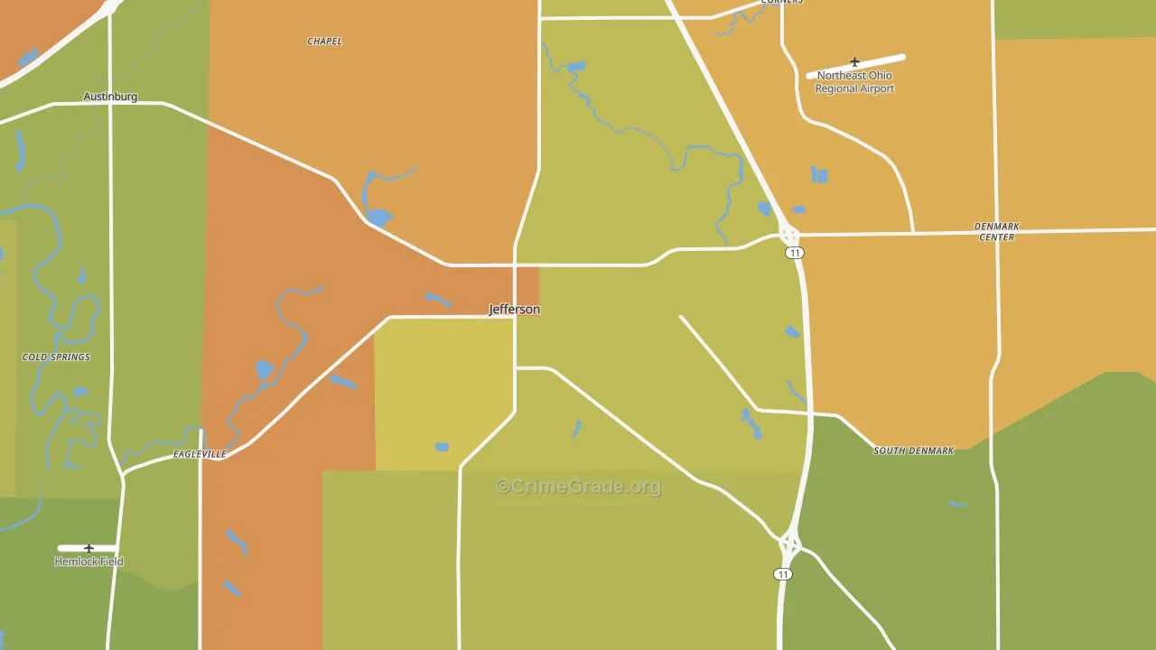 Jefferson, OH Map of Burglary Rates