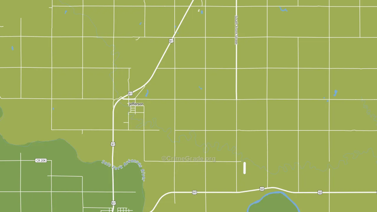 Jefferson, OK Map of Burglary Rates