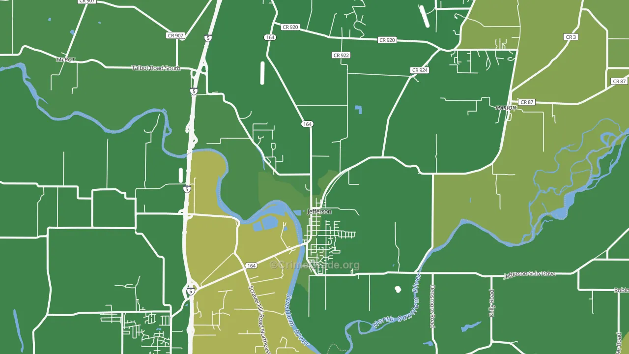 Jefferson, OR Map of Burglary Rates