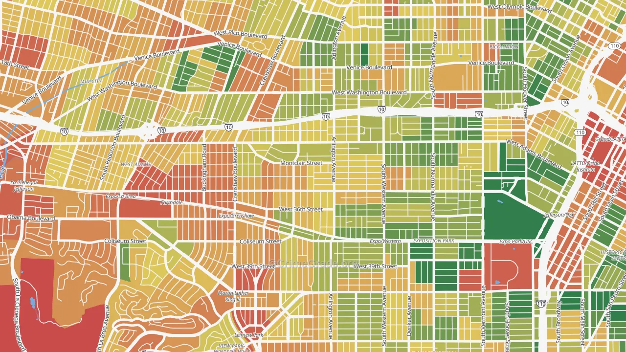 Jefferson Park, Los Angeles, CA Map of Burglary Rates