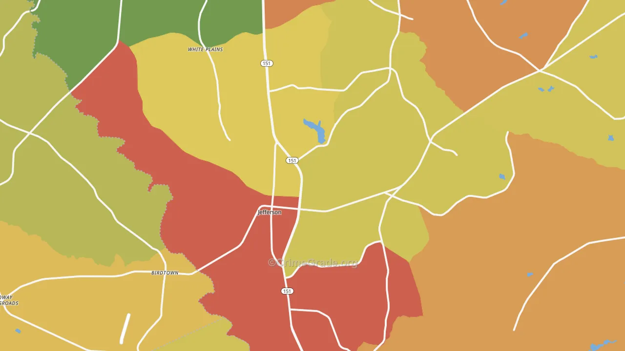 Jefferson, SC Map of Burglary Rates