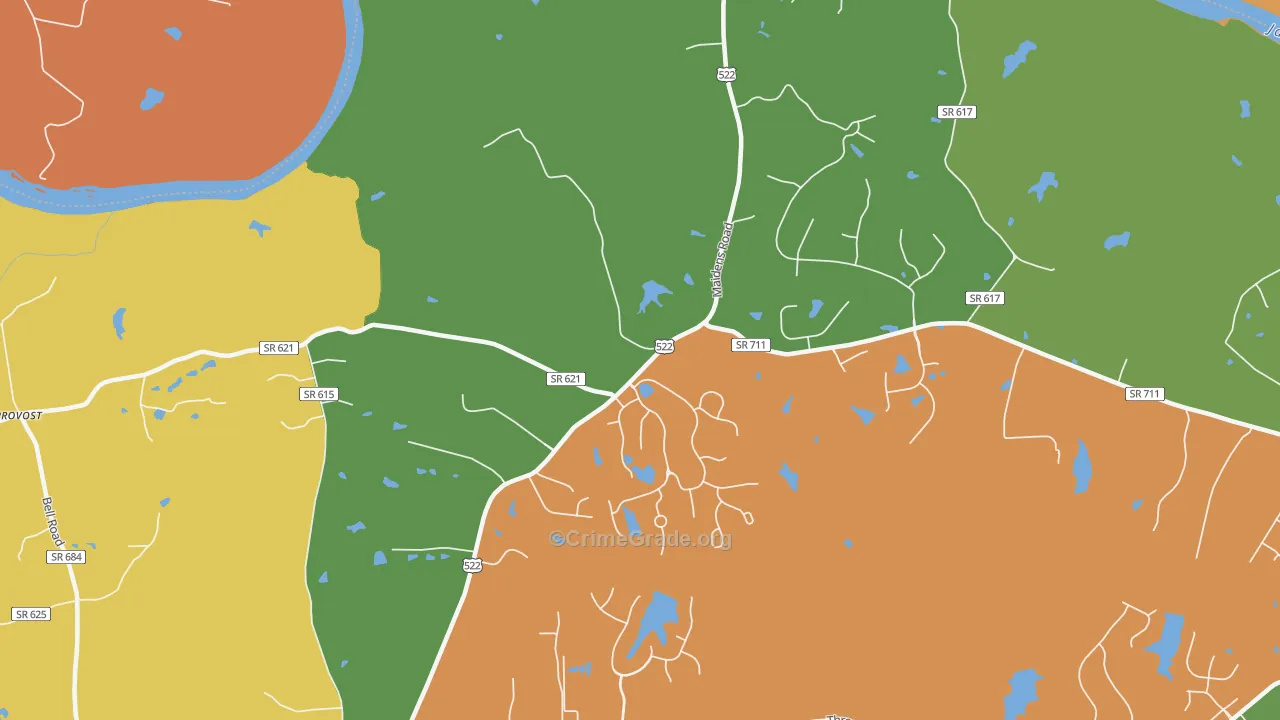 Jefferson, VA Map of Burglary Rates